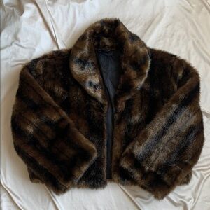 Cejon Mink Style Faux Fur Cropped Jacket Size XL | Cropped Faux Fur Coat